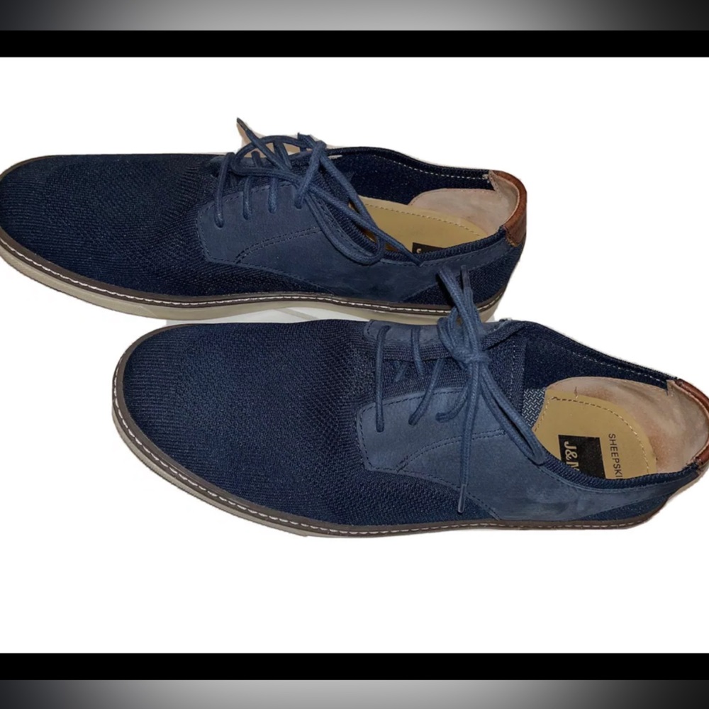 Men's Shoes Size 11 M Navy Knit / Leather Lace Up Johnston & Murphy 25-2539
